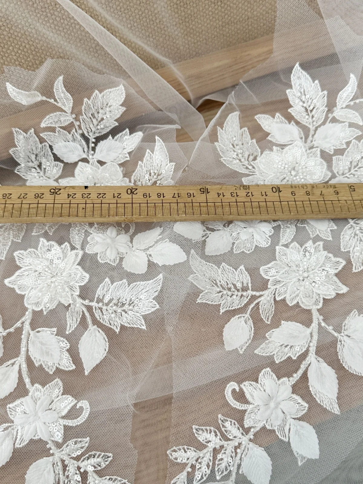 Off White Beaded Handmade High-quality Lace Flower  Handmade DIY Wedding Dress Cheongsam Clothing Decoration Patch Materials