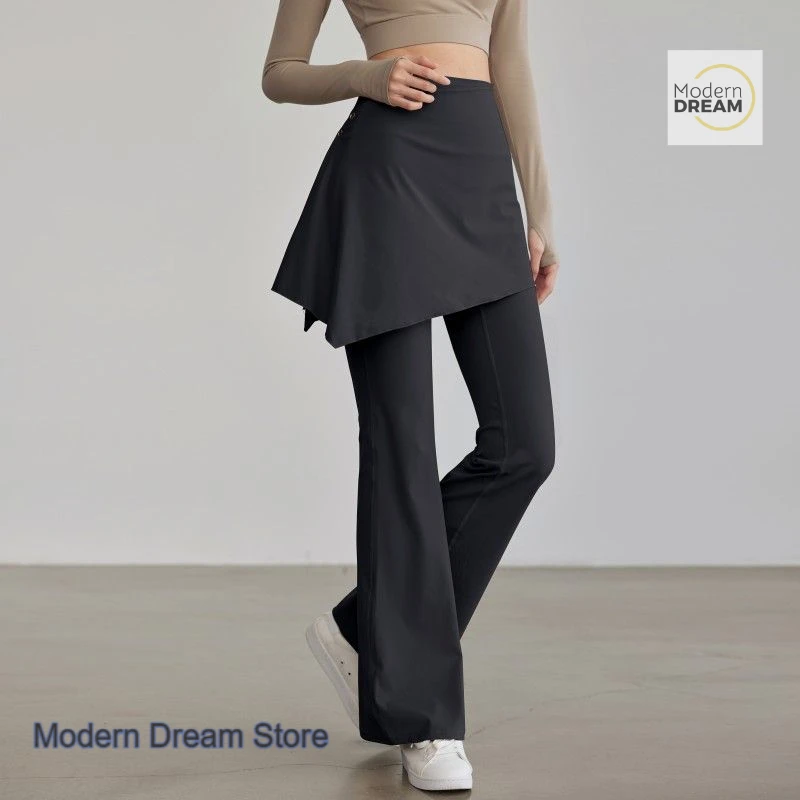 Korean leggings female fake two pieces of yoga pants autumn and winter new micro-pants hip pilates exercise suit fitness pants.