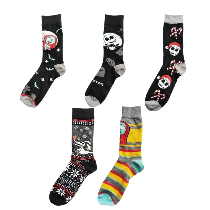 The Nightmare Before Christmas Cotton Socks Jack Sally Cartoon Anime Figure Stocking Men Women Adult Winter Warmth Neutral Ins