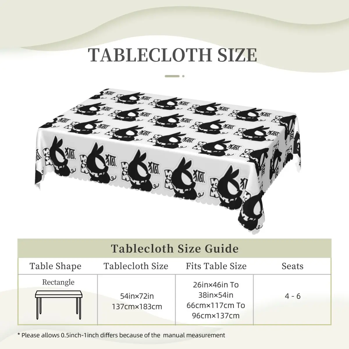 Kanji Ranma Anime Manga Tablecloth Restaurant Kitchen Rectangular Tablecloth Festival Decorations Outdoor Dining Table Cover