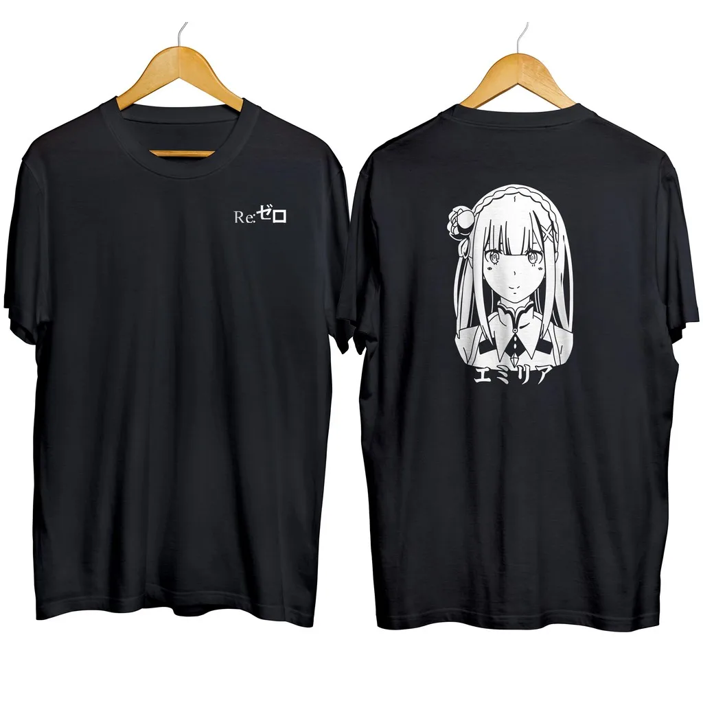 T-shirt distro anime EMELIA - RE:ZERO 100% cotton combed 30s