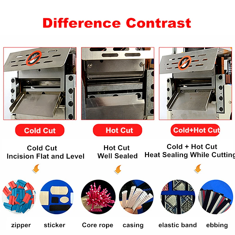 500W Automatic Hot and Cold Computer Cloth Tape Cutting Machine Knife Magic Sticker Tube Zipper Heat Shrink Elastic Cutter Tools