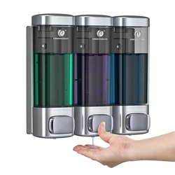 Liquid Soap Dispenser Pump Dispenser Wall Mount 320ML*3 Clear Bottle Dispenser for Kitchen Sink Bathroom Shower Gel Shampoo