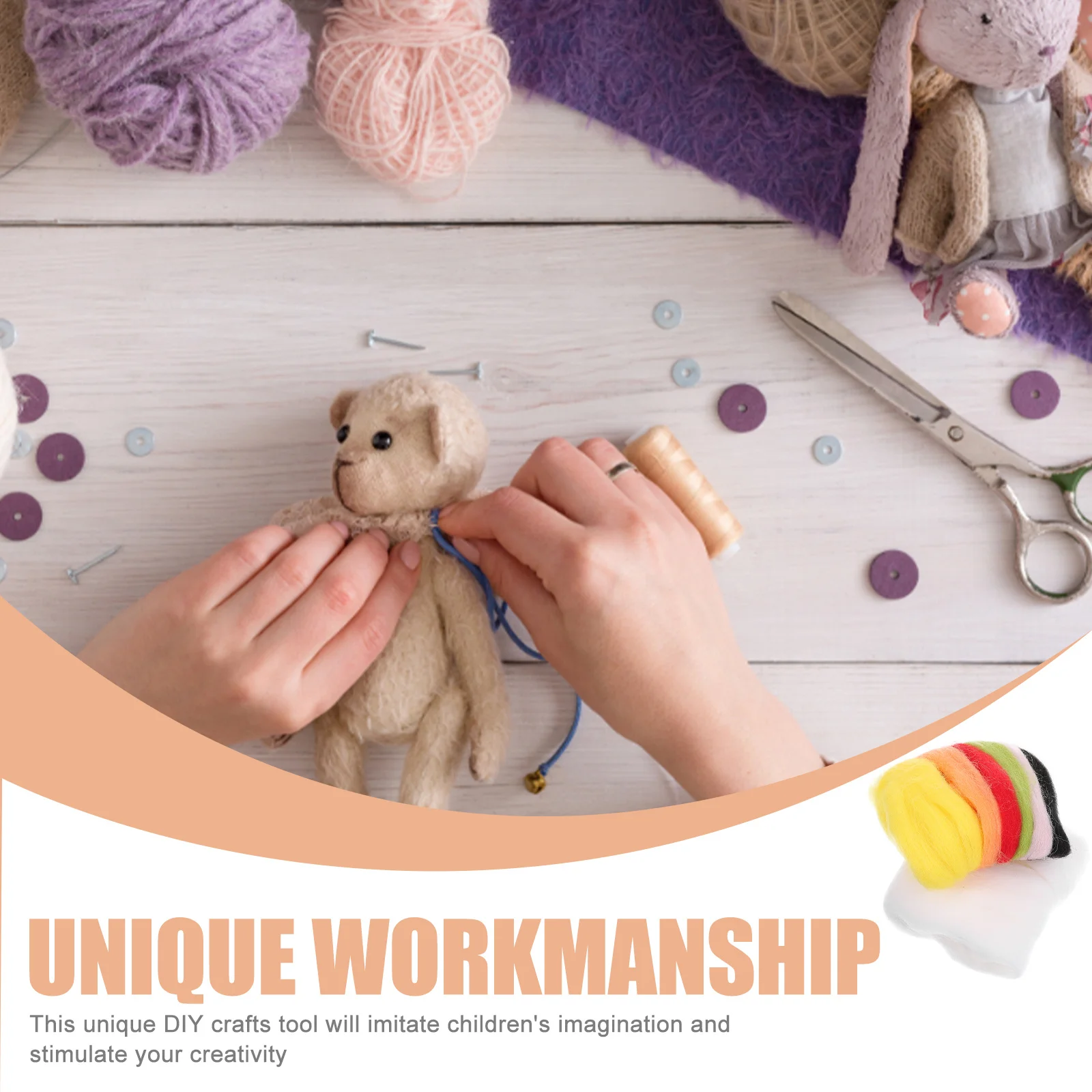 

1 Set Rabbit Needle Wool Beginner Diy Materials Craft Adults Kids Starter Tools Supplies Easy Carry Premium Durable Felt Animal