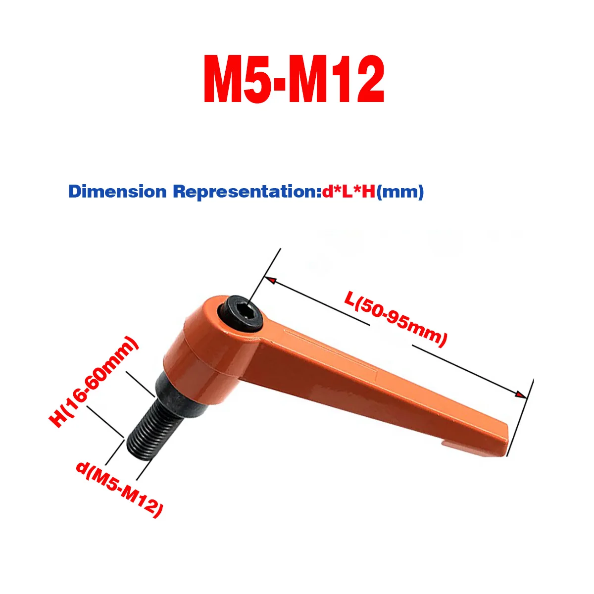 

M5-M12 Orange INT/EXT Thread Clamping Konb Lever Adjustable Locking Handle Knob