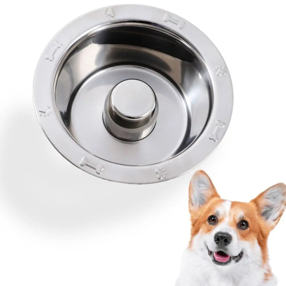 Bol d'alimentation lente pour animaux de compagnie en acier inoxydable, plat de nourriture pour chat antidérapant Durable, facile à nettoyer, Anti-étouffement, bol d'eau pour chien, alimentation des
