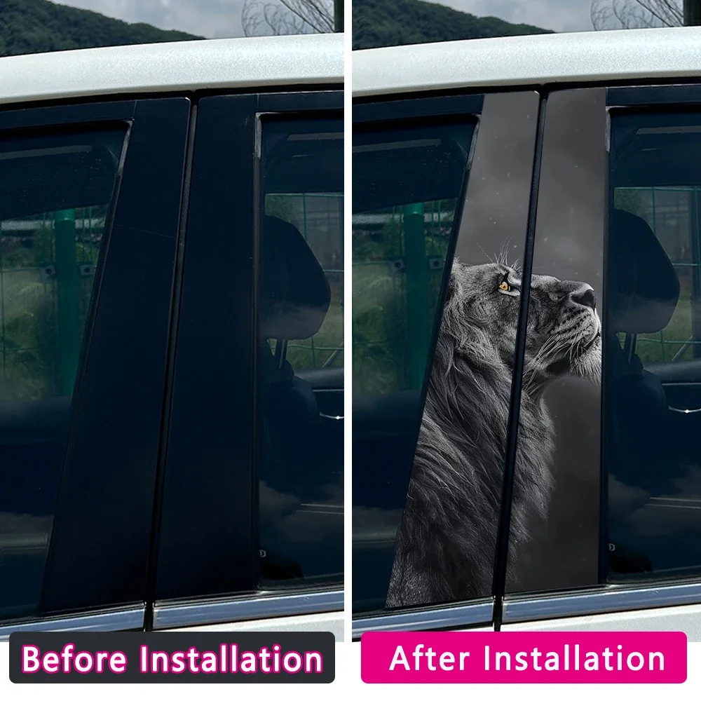 1PC Personality Meditation Lion Car Stickers Waterproof DIY Auto B-pillar Protective Decoration Cover Scratches Vehicle Decals
