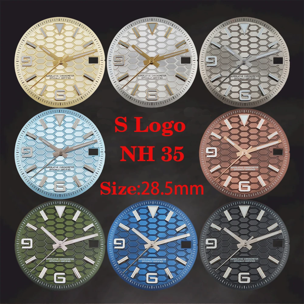 

Blue Illuminated Digital Dial Watch 28.5mm with NH35 Movement S Logo New Dial Watch Accessory