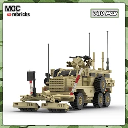 Military Series Cougar Anti Mine Anti Ambush Vehicle Building Blocks Mine Sweeping Drum Model Bricks  Car Toy Kids Puzzle Gift