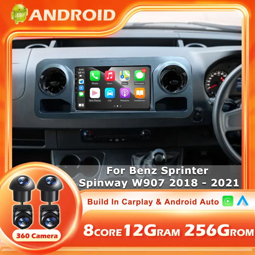

Android14 Auto Carplay для Mercedes Benz Sprinter Spinway W907 2018-2021 автомобильный радиоприемник GPS навигация мультимедийный видеоплеер инструменты