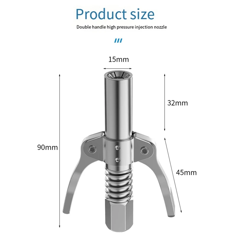 Acoplador de grasa de 5 piezas, bomba de aceite de liberación rápida de alta resistencia, 2 pulsaciones, fácil de empujar, duradero y fácil de usar, 10000PSI