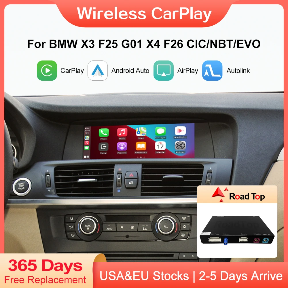 

Wireless CarPlay for BMW CIC,NBT,EVO System X3 F25 G01 X4 F26 2011-2020 with Android Mirror Link AirPlay Car Play Function