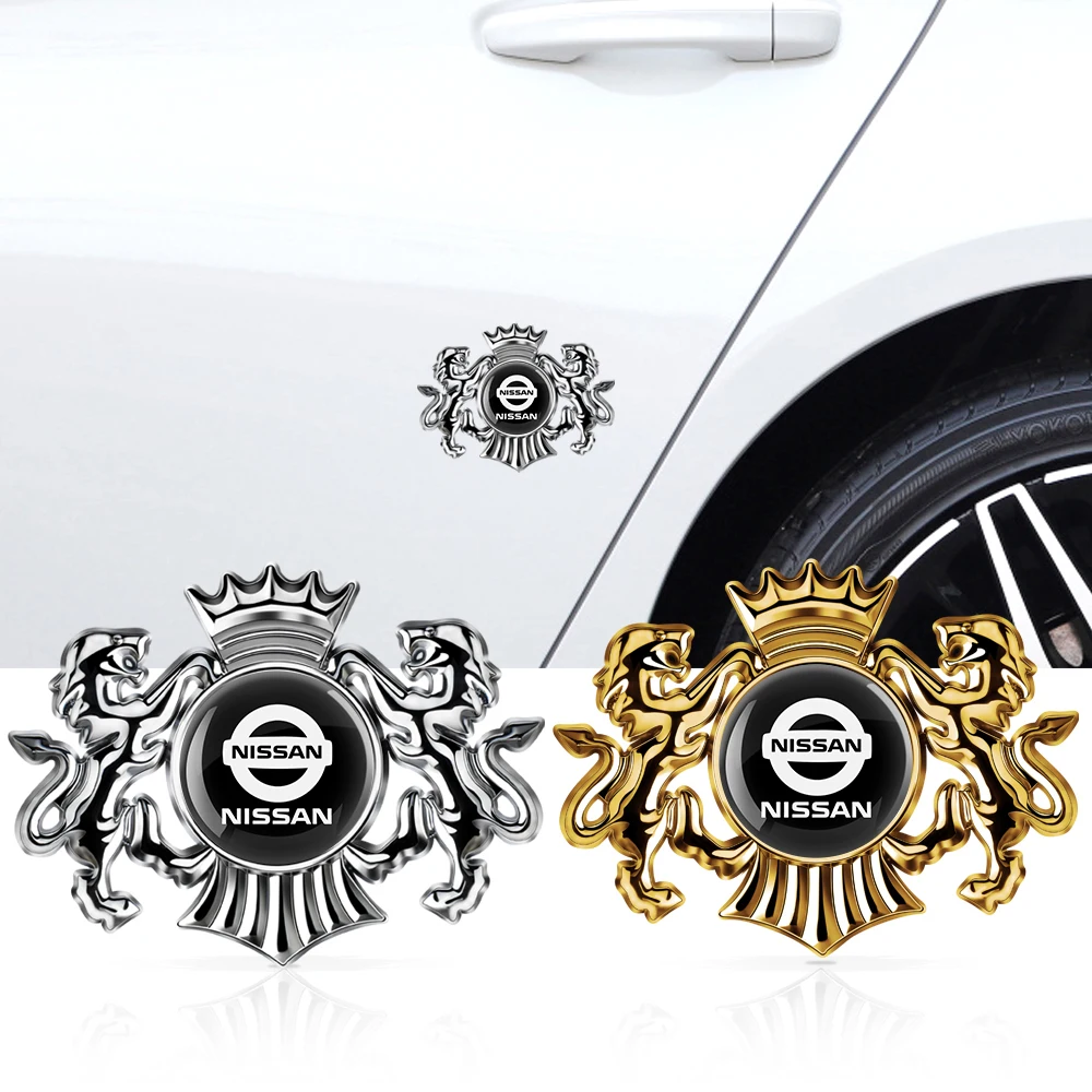 1PCS Car Style Body Trunk Decoration Sticker 3D Metal Lion Crown Emblem Sticker For Nissan Nismo X-Trail Almera Qashqai Note j10