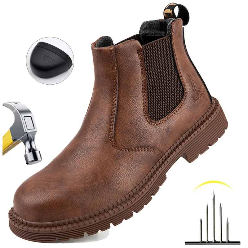 

Non Slip Work Boots Safety Shoes Men Breathable Soft Comfortable Indestructible Steel Toe Stab-Resistant Wearable Security Boots