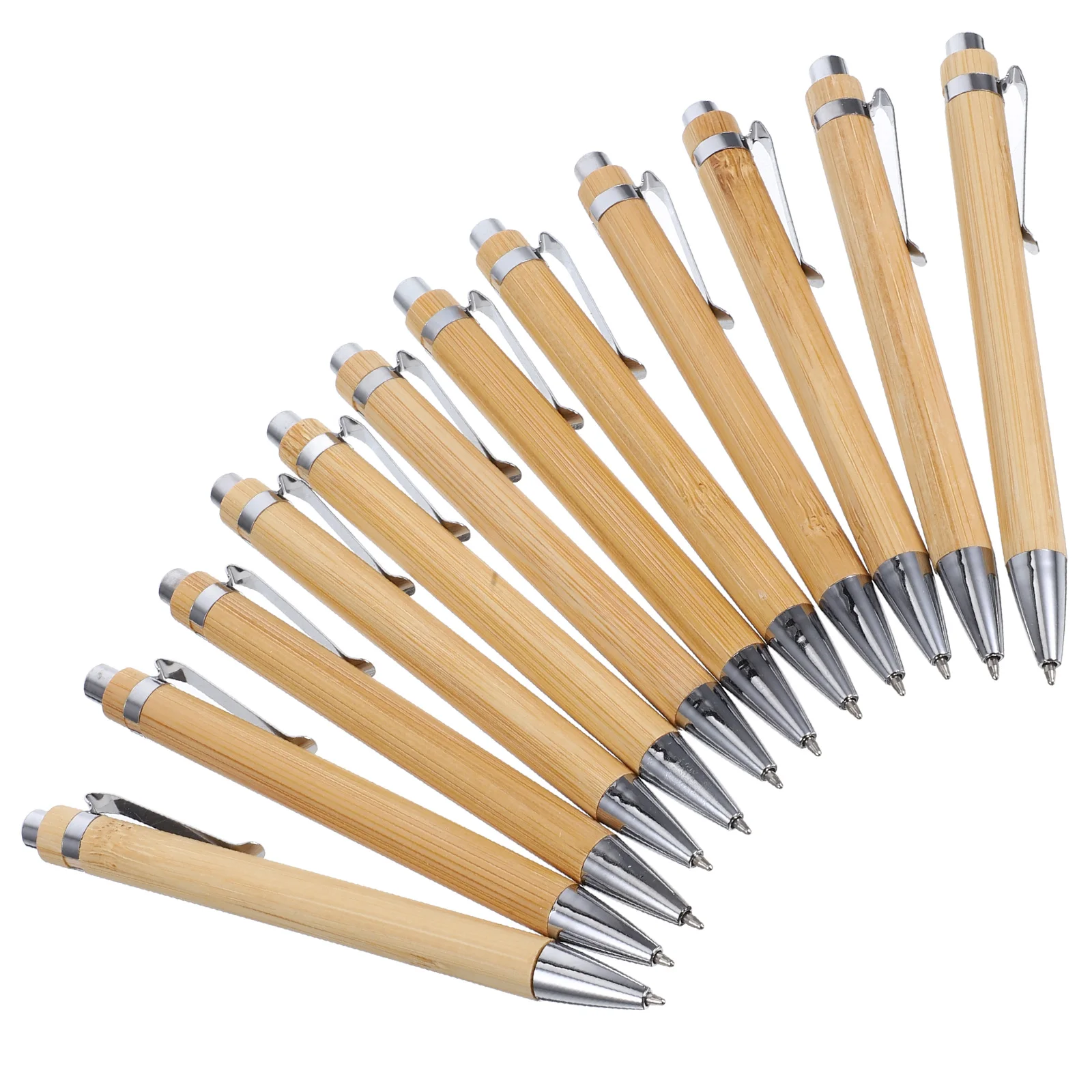 12pcs Ballpoint Pens Student Ballpoint Pen Student Office Use Smooth Writing Natural Material Retractable Design