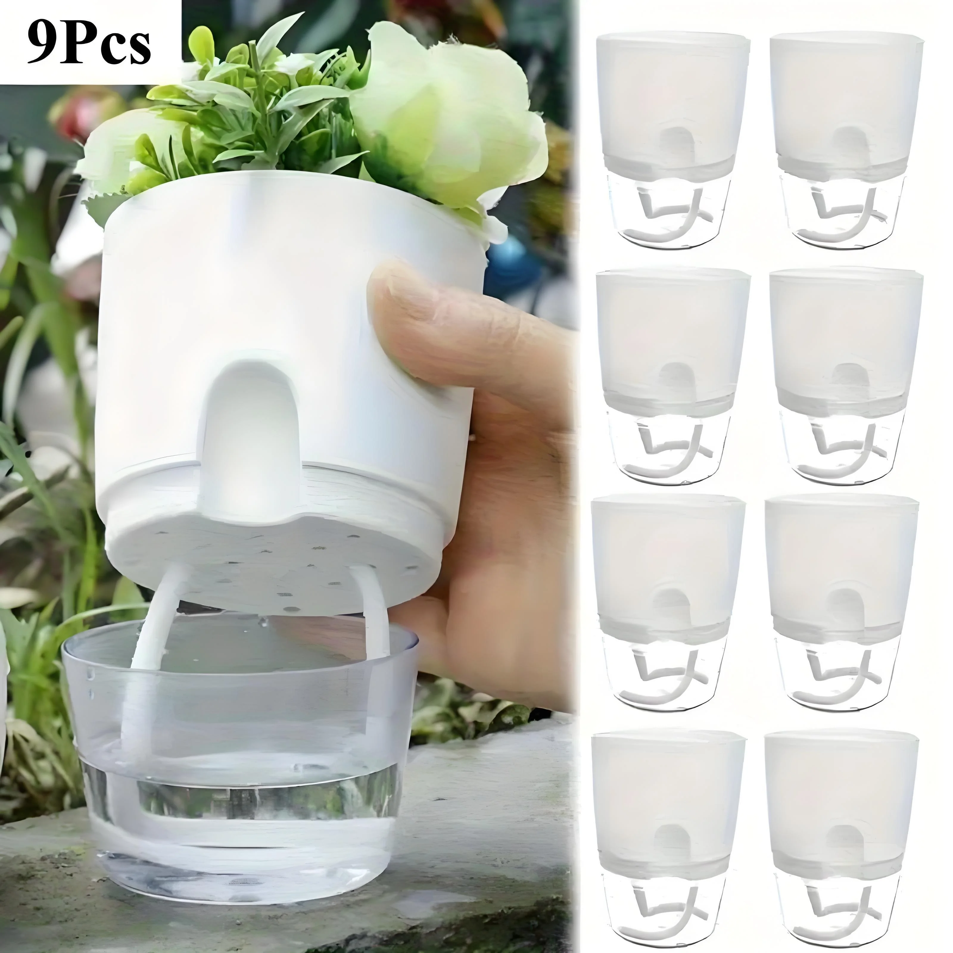 

Self-Watering Pots Small Succulent And Hydroponic Containers, Featuring a Double-Layer Design Suitable for Gardening Home Office