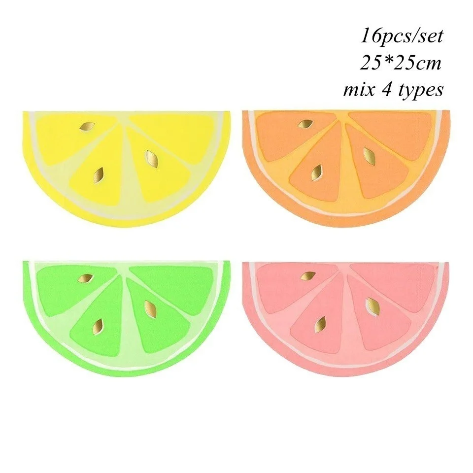 1Set Fruits Disposable Tableware Paper Fruits Plates Cups for Kids Summer Pool Party Birthday Wedding Party Decoration Supplies