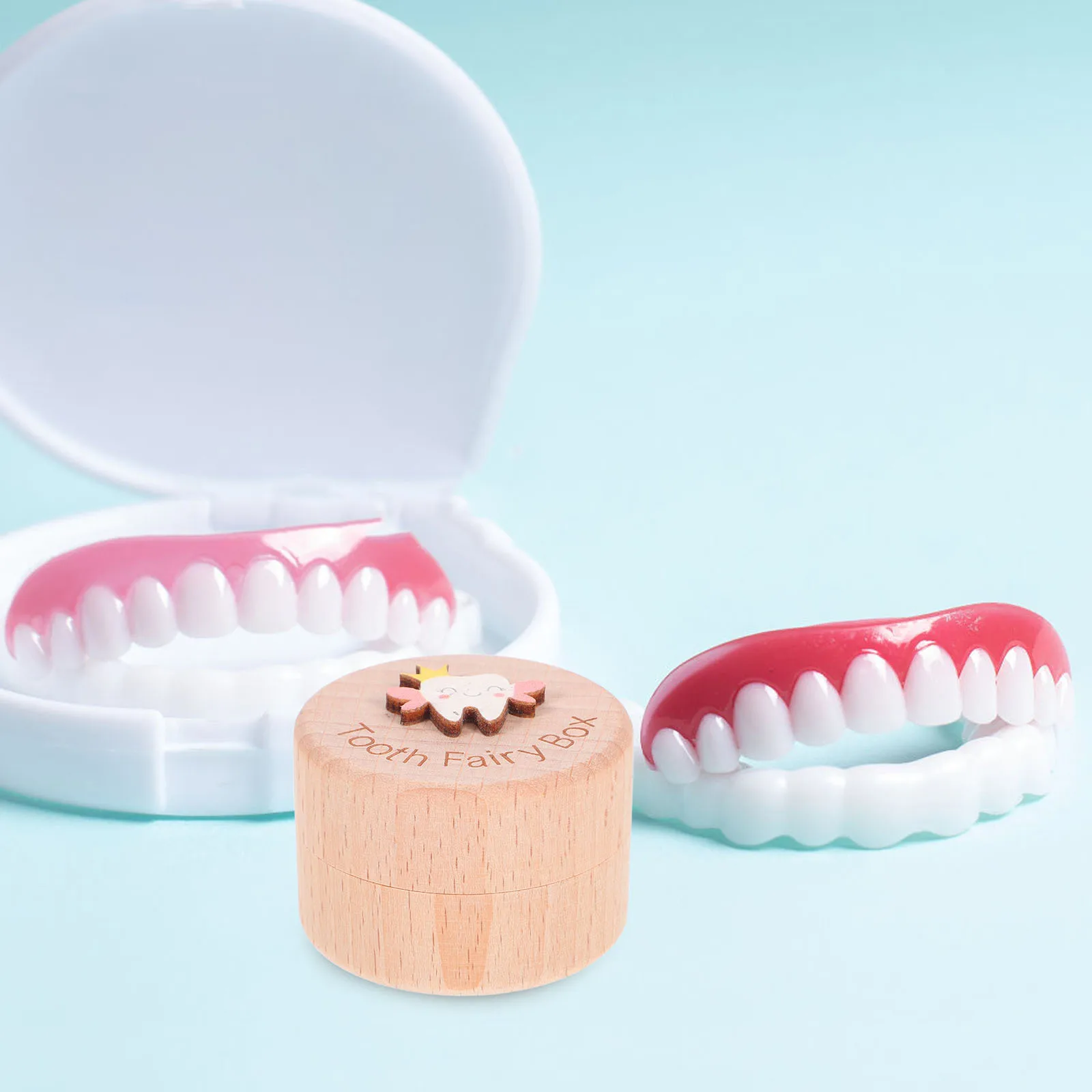 กล่องเก็บฟันน้ำนมเด็ก ทำจากไม้ พร้อมช่องแยกสำหรับจัดเก็บ  แบบธรรมชาติ