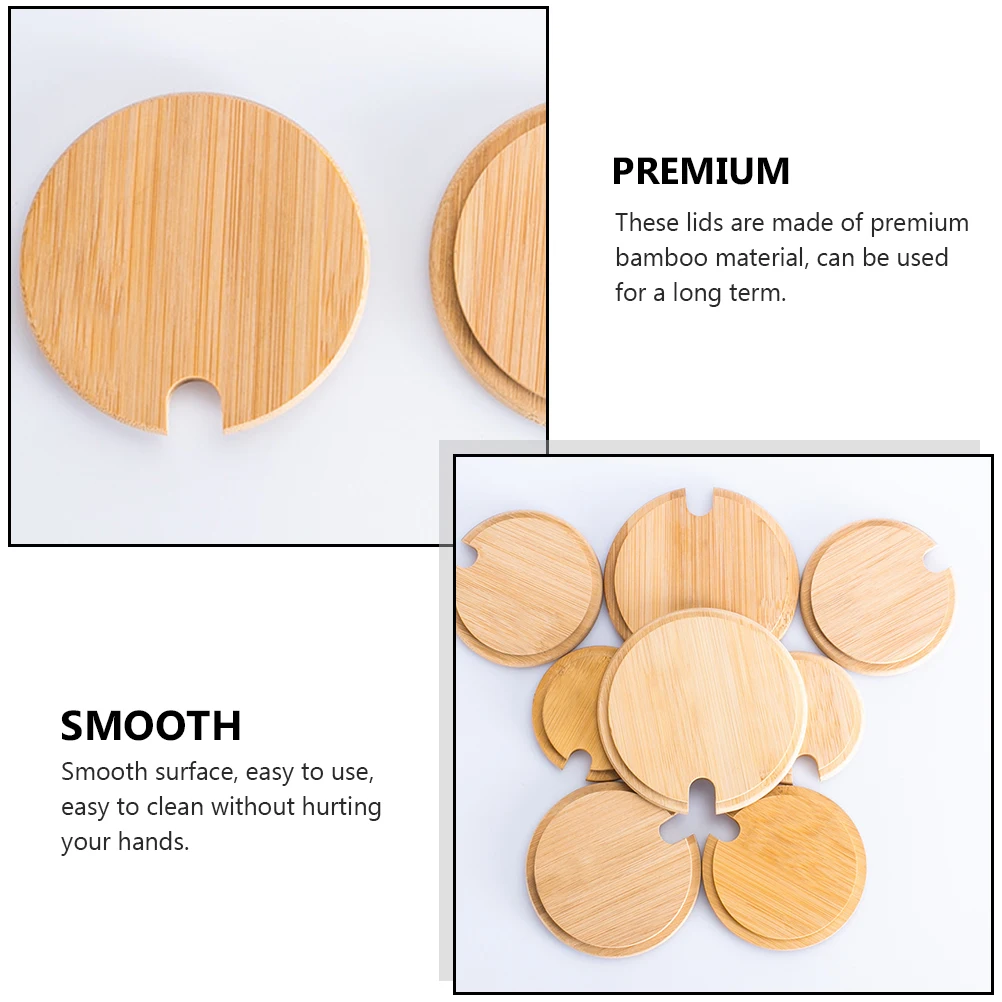 

8 Pcs Bamboo Jar Lids Glass Bottle Covers Mason Wood Tops 72mm Inner 82mm Outer Storage Sealing Sauces Juices Spices Kitchen