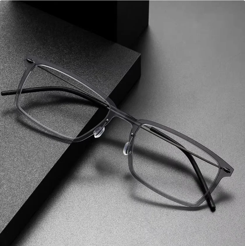 

6528 Handmade nylon retro square frame pure titanium glasses frame