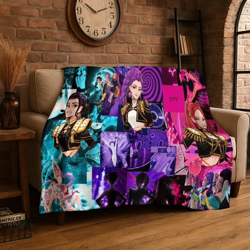 New KPop D-Demon H-Hunters Cartoon Flannel Throw Blanket,Warm Cozy Blanket for Bed,Sofa,Couch,Bedroom,Living Room,Office,Camping