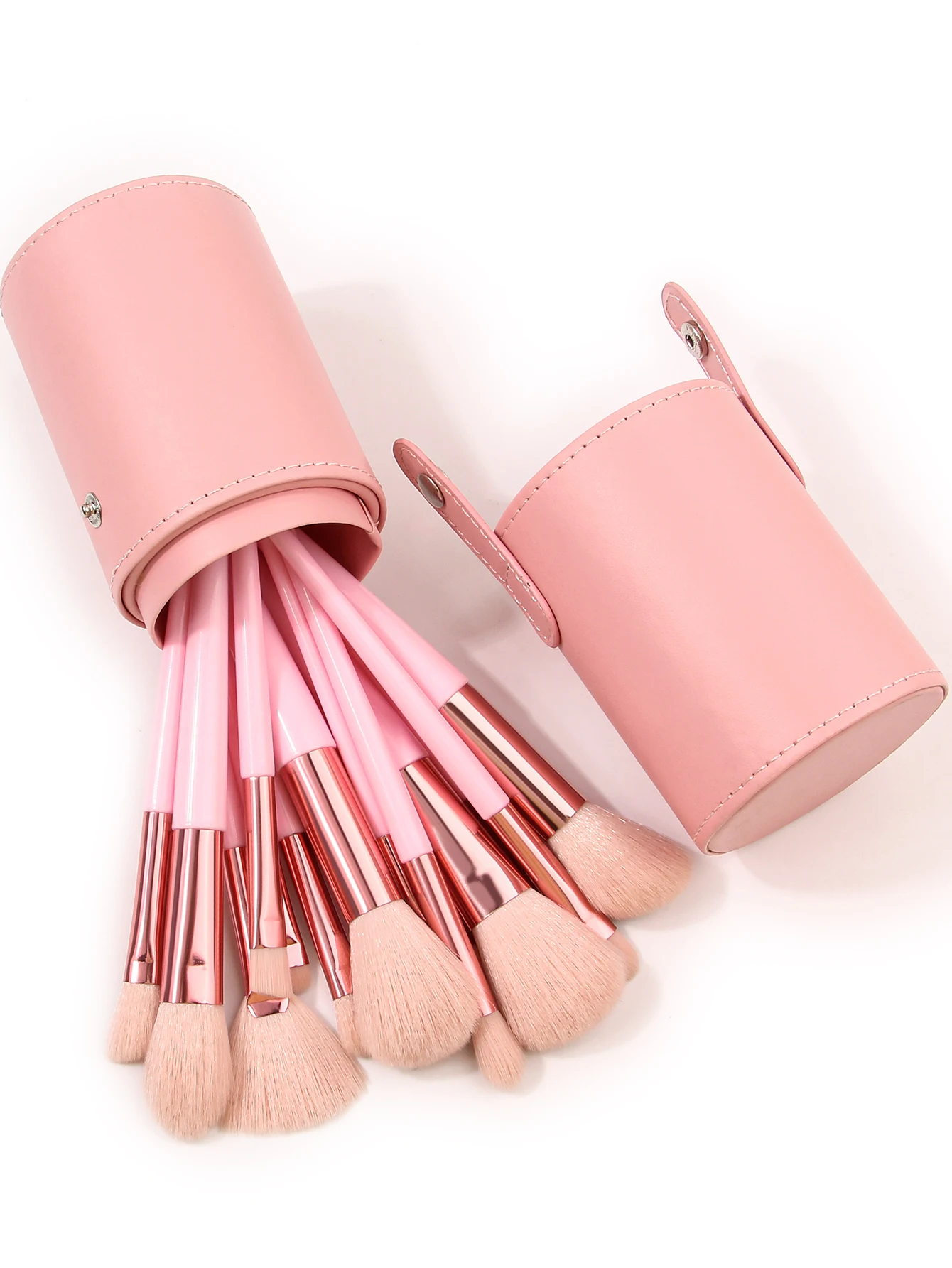 مجموعة فرش مكياج للمبتدئين مكونة من 15 فرشاة مكياج لا تفقد الشعر للفتيات باللون الوردي وفرشاة ظلال العيون وفرشاة أحمر الخدود وفرشاة فضفاضة سهلة الاستخدام ومحمولة