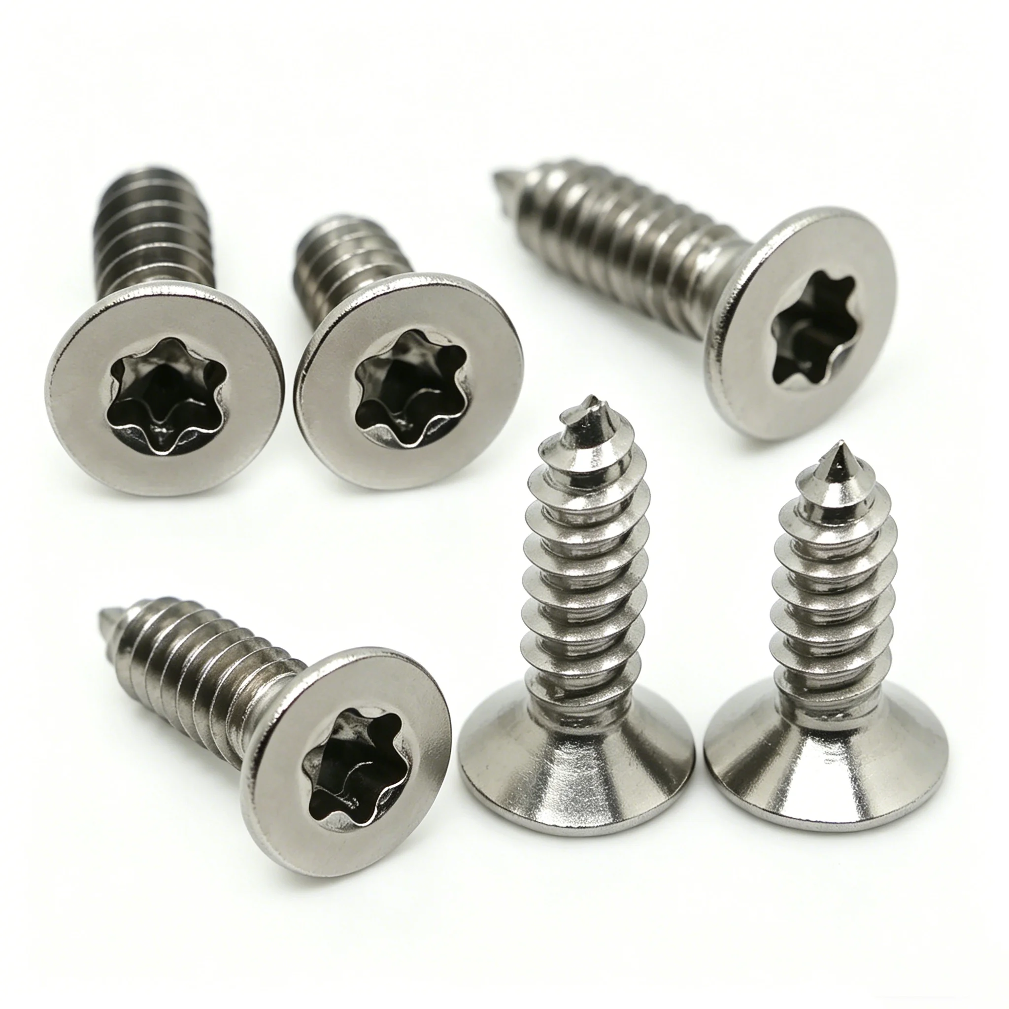 5-50pcs M2 M2.3 M2.6 M3 M4 M5 M6 304 A2-70 Stainless Steel Six Lobe Torx Flat Countersunk Head Wood Self-tapping Screw GB2670.2