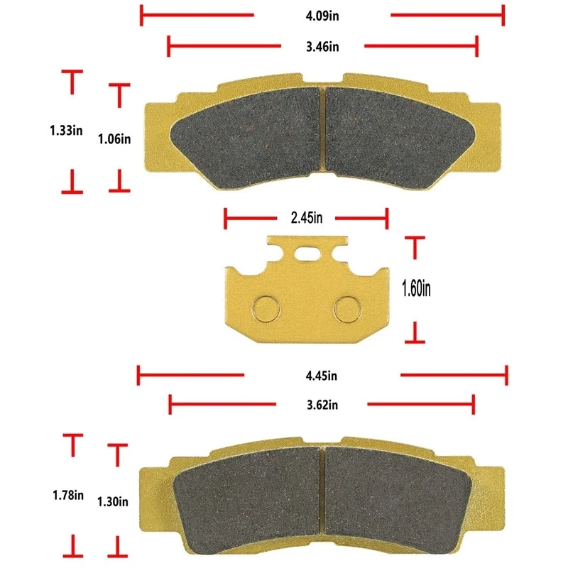 5set Front & Rear Brake Pads Heavy Duty For Yamaha 2016 YXZ1000R EPS (YXZ10PXG),And YXZ1000R SE, 2017, 2018 Yamaha YXZ1000R SS