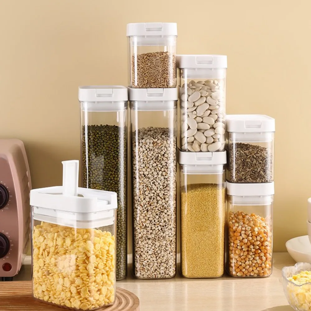 

New Transparent Kitchen Sealed Jar Moisture-proof Plastic Preservation Jar Bottle 500-1800ML Capacity Large Tank Grain