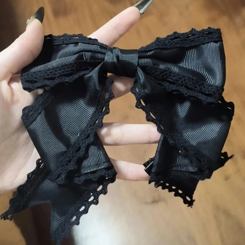 Übergroße Haarschleife, große Stoff-Haarschleife mit Alligator-Clip, süßes, gotisches Haar-Accessoire für Damen, Mädchen, Cosplay, Party – Detail 9