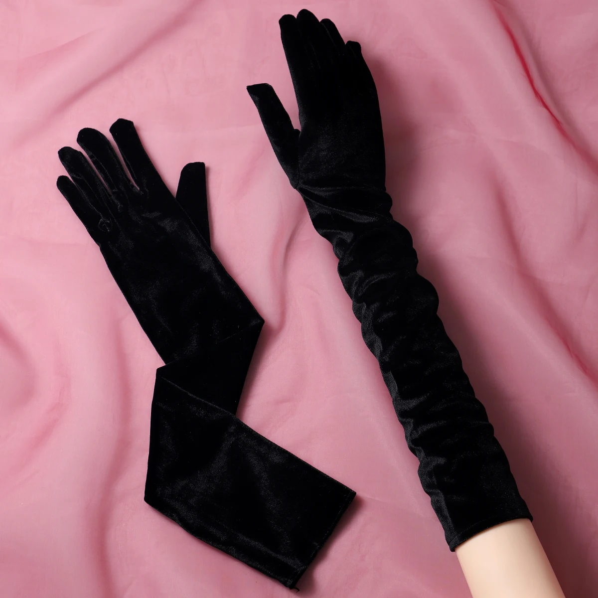 Bridal Gloves Full Of Elegant Atmosphere Black Ladies' Elbow Length Dress Up Gloves Designed For Party, Wedding, Ball