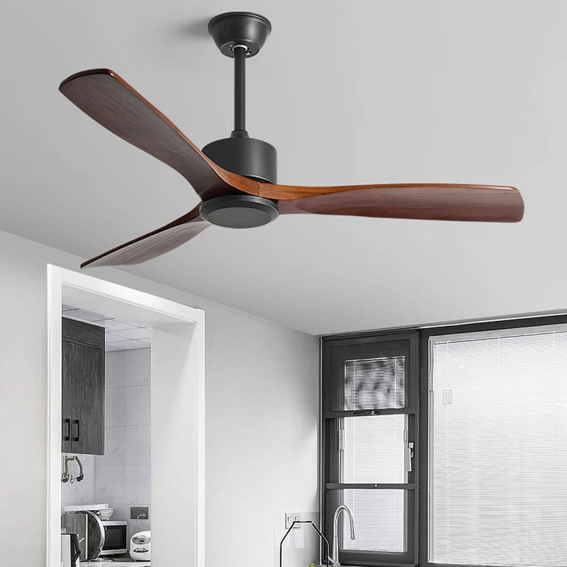 Good Price American Style Modern Wood Lamp Home Bedroom LED Ceiling Fan With Lights Remote Control