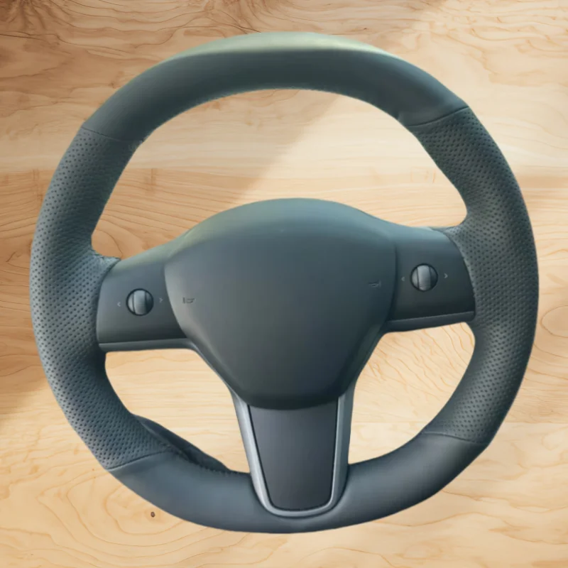 

Car Steering Wheel Cover Genuine Leather For Tesla Model 3 2015-2020 Model Y 2019 2020 Steering-Wheel Cover Wrap Car Interior