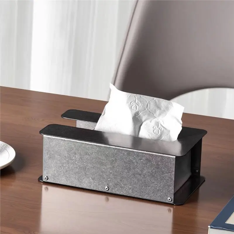 CMHI-Retro Creative Stainless Steel Tissue Box High-End Pull Tissue Holder Industrial Style Desktop Decoration