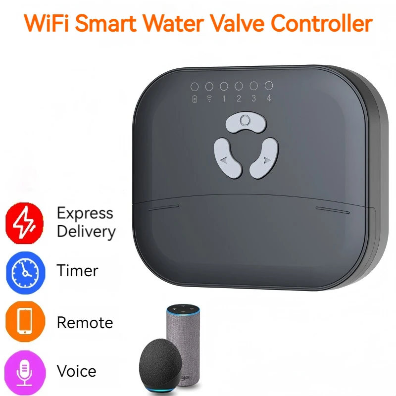 Smart Wi-Fi Sprinkler Controller 4-Zone Automatic Irrigation Timer App Alexa Google Home Remote Garden Lawn Watering