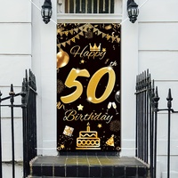 1Set Black Golden Flag Door Hanging Banner 50th Birthday Party Decorations Adult 50 Years Birthday Party Supplies
