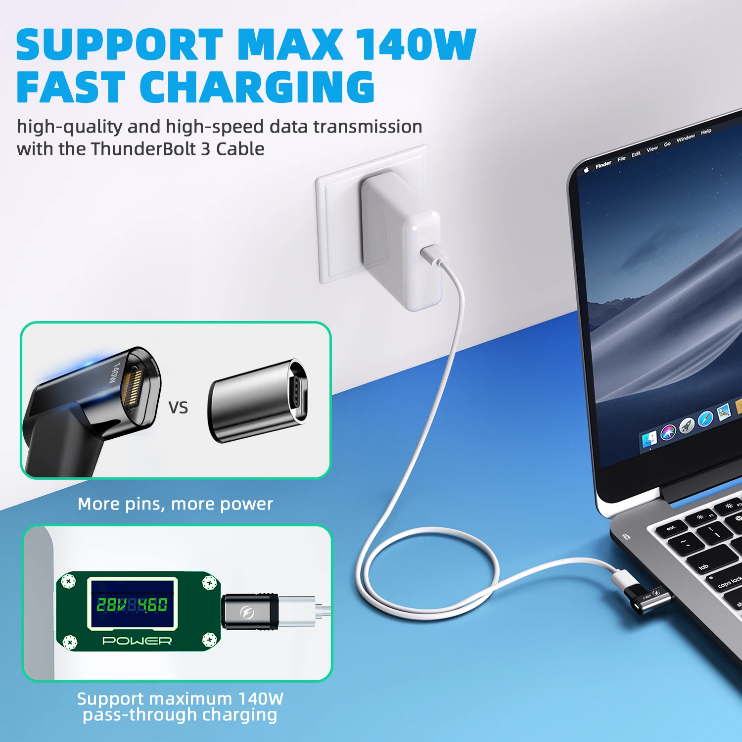 Adattatore Magnetico USB-C 90° 240W | 24 Pin Con Trasferimento 40 Gbps E Video 8K