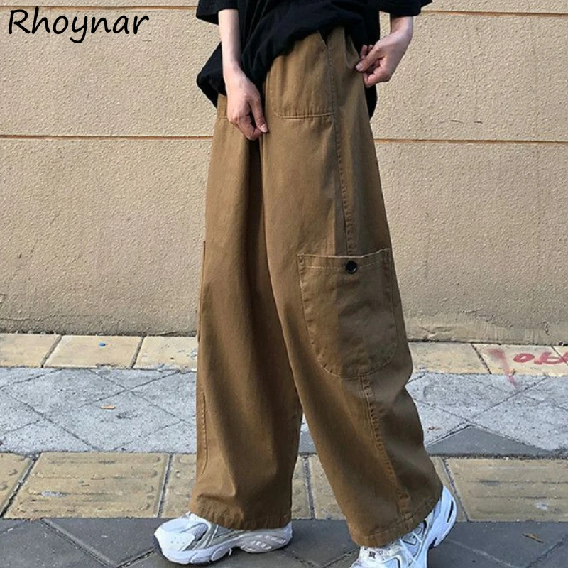 

Cargo Pants Women American Style Baggy Casual Boyfriend Streetwear Elastic Waist Unisex All-match Wide Leg Trousers Y2k Trouser