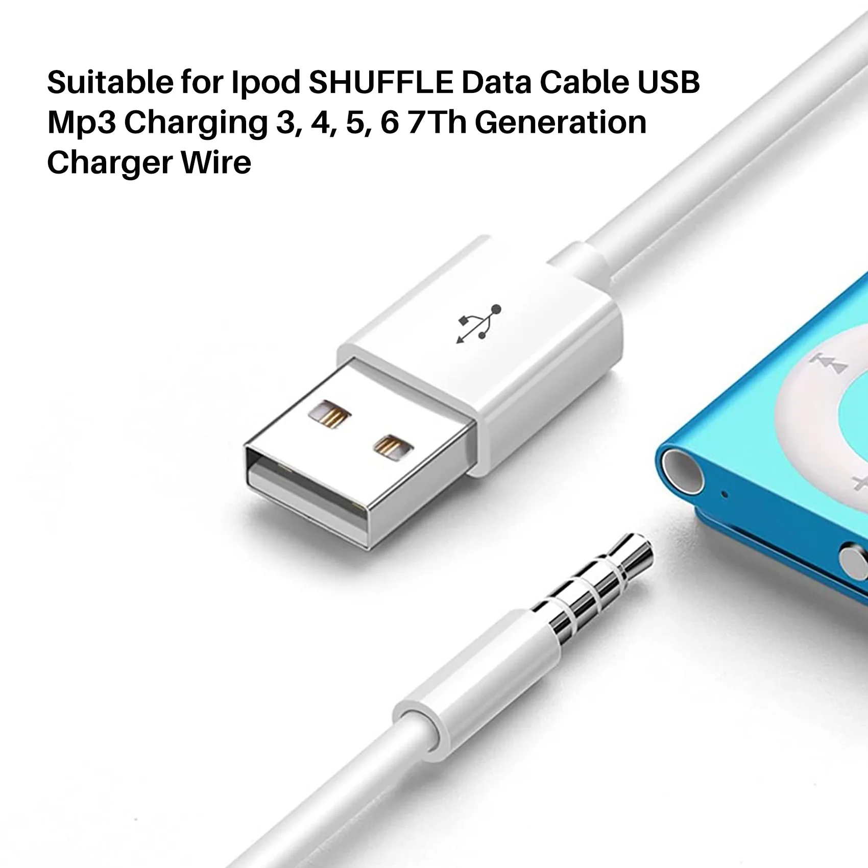 مناسبة لكابل بيانات SHUFFLE USB Mp3 شحن 3، 4، 5، 6 سلك شاحن الجيل السابع