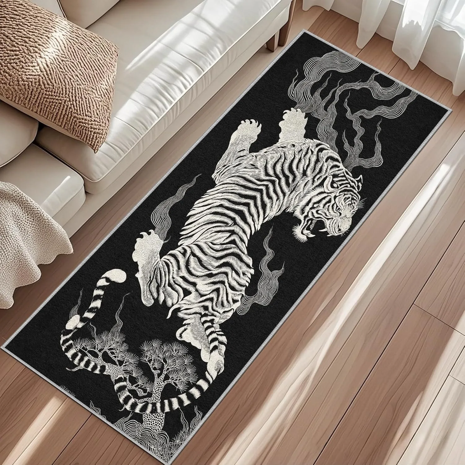 Animal Carpets Tiger Skin Rugs Entrance Bedroom Laundry Room Washable Non Slip Soft Low Fleece Decorative Corridor Floor Mats