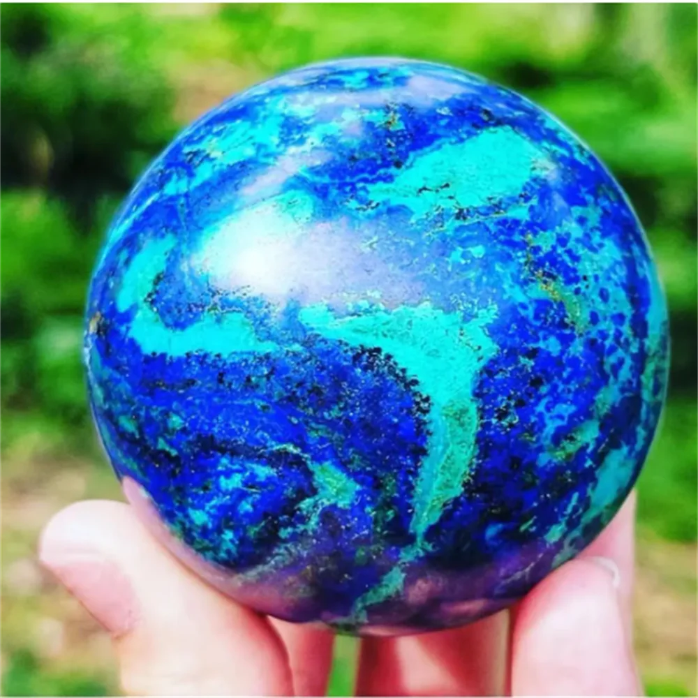 

Natural Azurite Malachite Crystal Sphere, Blue Green Chryscolla Ball, Reiki Healing Turquois Stone, Home Decoration