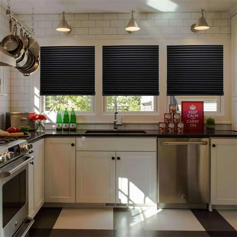No tejido sombreado plisado persianas autoadhesivas sala de estar Semi-sombreado cortinas cocina dormitorio cortinas