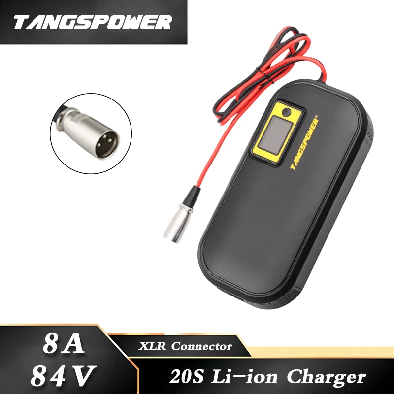 

84V 8A Lithium Battery Smart Charger For 20S Li-ion Battery Pack Fast Charging With Cooling Fan 3Pin-XLR Connector High quality