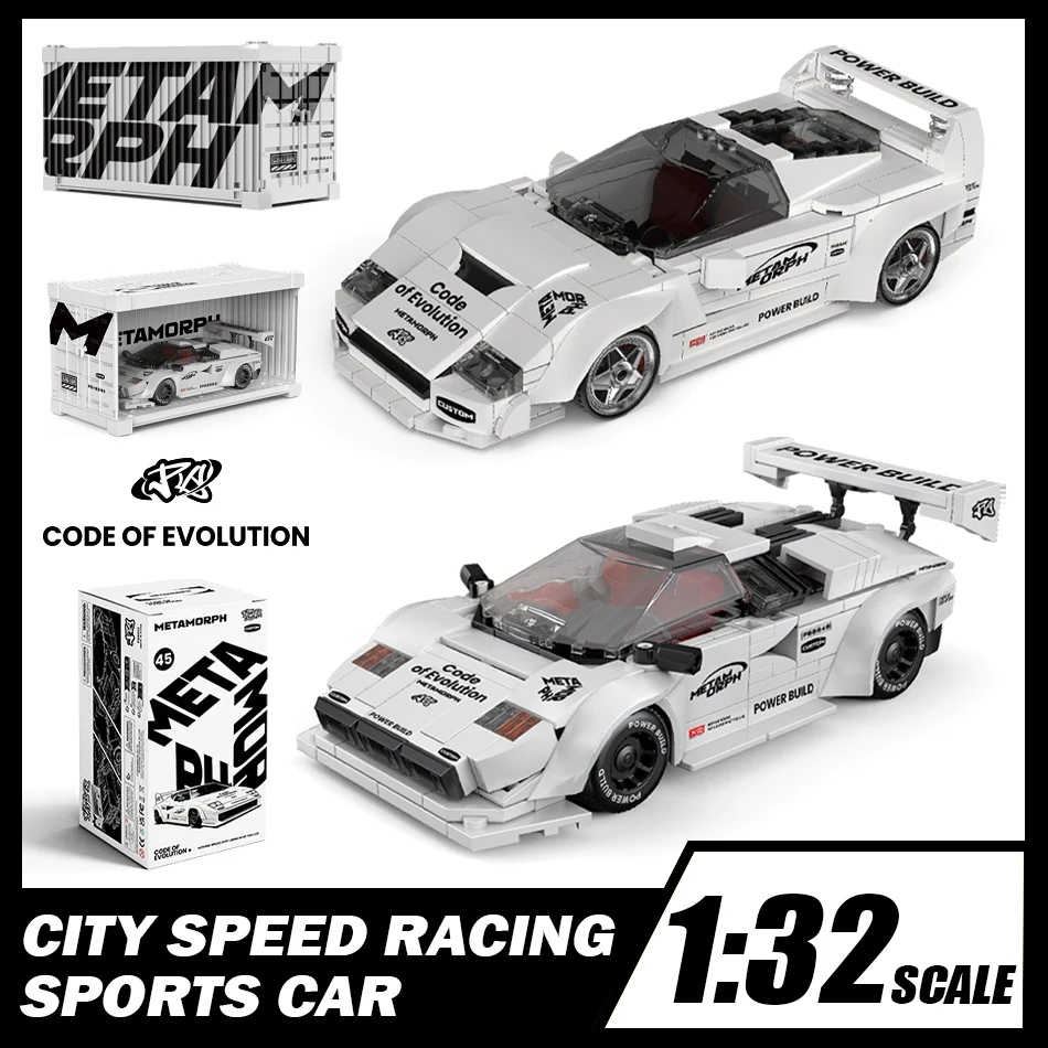

Масштаб 1:32 MOC City Speed Racing Классический спортивный автомобиль V12 Клин Суперкар Строительные блоки с витриной Коробка Кирпичи Игрушка для детей Подарок