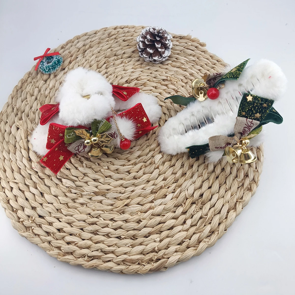 1/2 Buah Jepit Rambut Rumbai Pita Natal Elegan untuk Wanita-Hari Libur, Hari Natal, Hadiah Thanksgiving