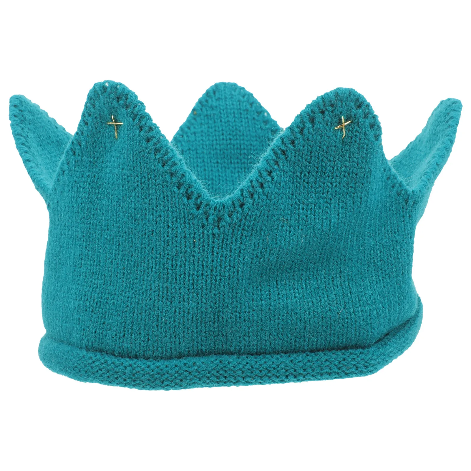 

Baby Kids Girls Warm Winter Knitted Crown Hat Blue Stretchy Thick Acrylic Perfect Party Headwear Personalized Bling