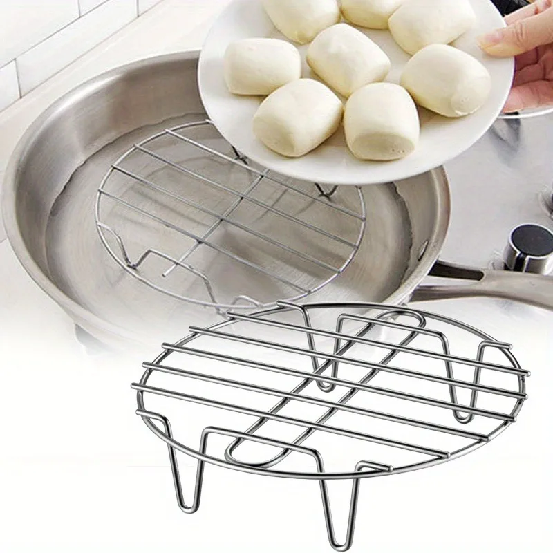 Stainless Steel Circular Multi-Functional Cooking Baking Rack Steaming Layer Rack/Oven Cooling Rack/Dish Cooling Rack Cookware