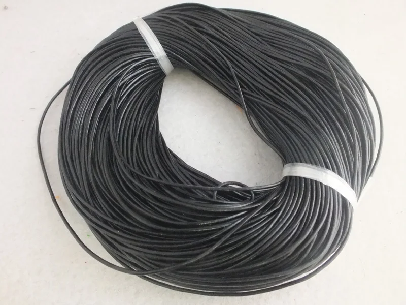 100m  Jewelry DIY 1.5mm Natural Black Genuine Round Leather Cord For Jewelry Making