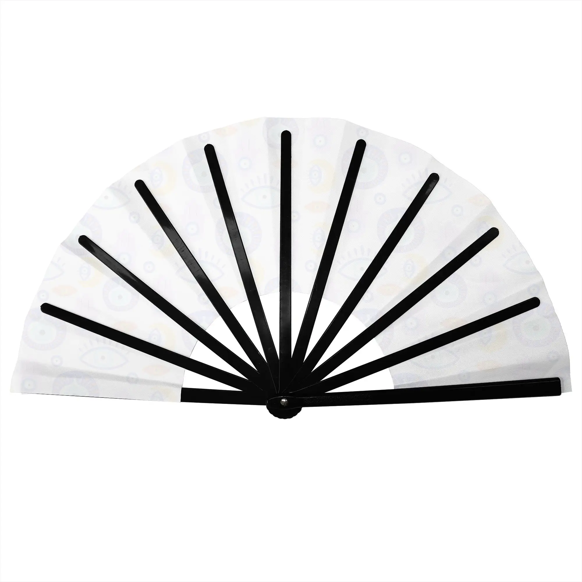 Evil Eye Pattern Folding Hand Fan DIY  Polyester Fabric Fan Fashion Summer Accessory Decorative Fans