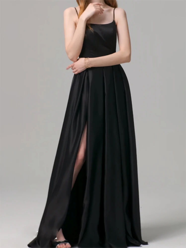 A-line  Floor-Length Satin Square Neck  Formal Evening Dresses  Prom  Gowns  Customed